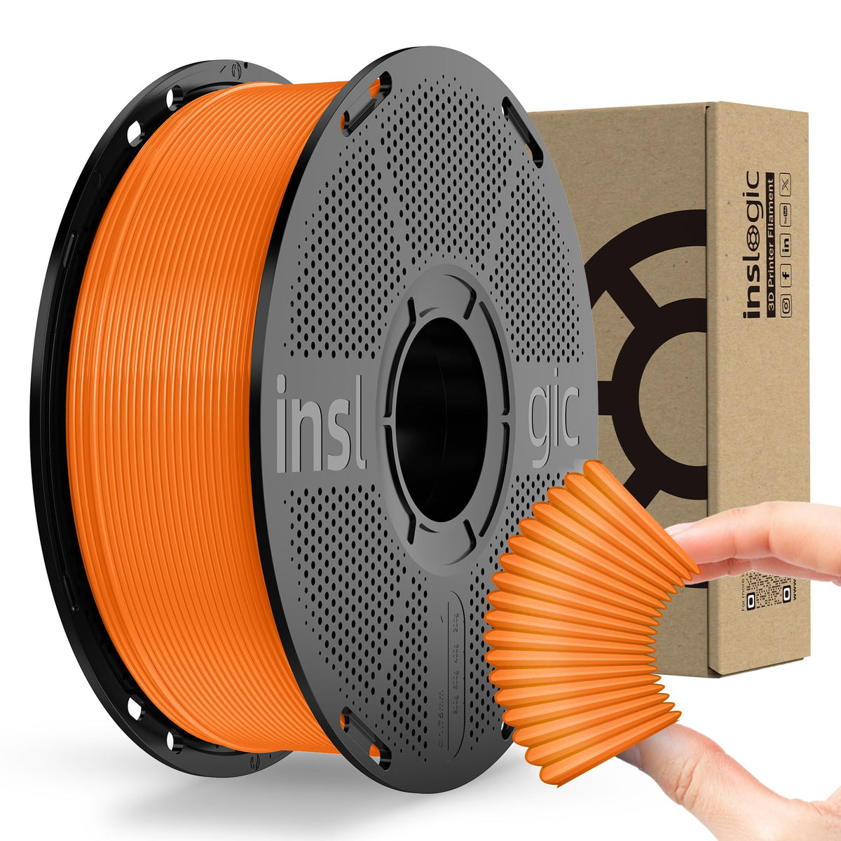 Inslogic PP Filament 1.75mm, Polypropylene 3D Printer Filament ±0.03mm, Semi-Flexible & Ultra Tough, Chemical-Resistant, Food-Contact Safe 3D Printing, 0.8kg Detachable Spool, Natural White