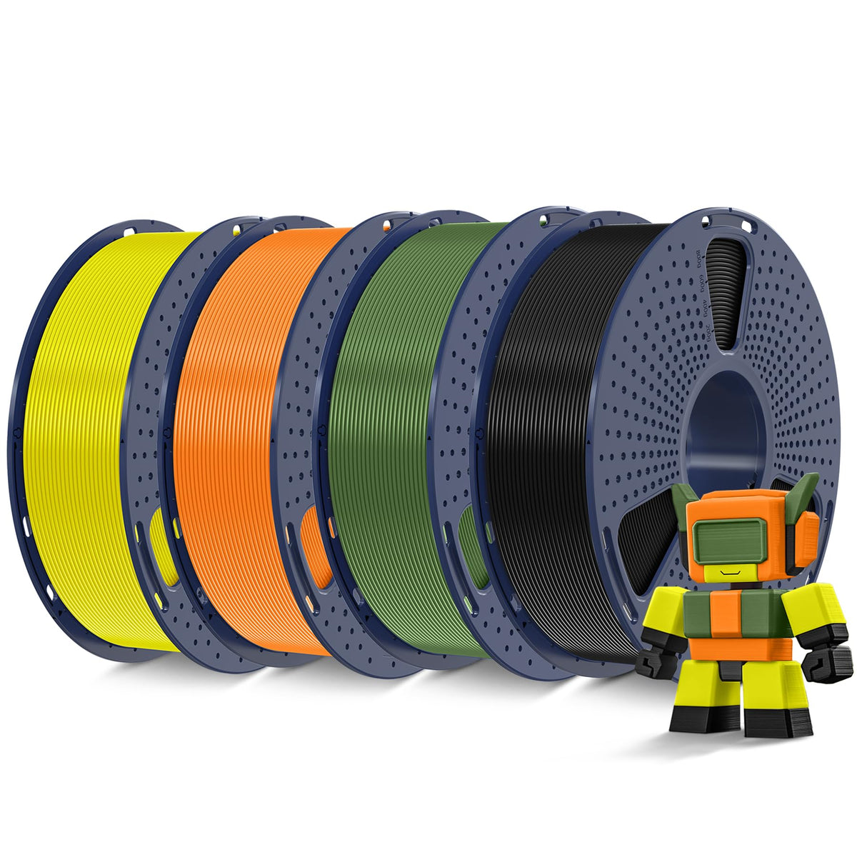 SUNLU High Speed PLA Filament Mini Pack, 30mm/s - 600mm/s Print Range, High Flow Speedy 3D Printer PLA Filament Bundle, 250g/Spool, Black+White+Green+Blue+Red+Orange+Yellow+Pink