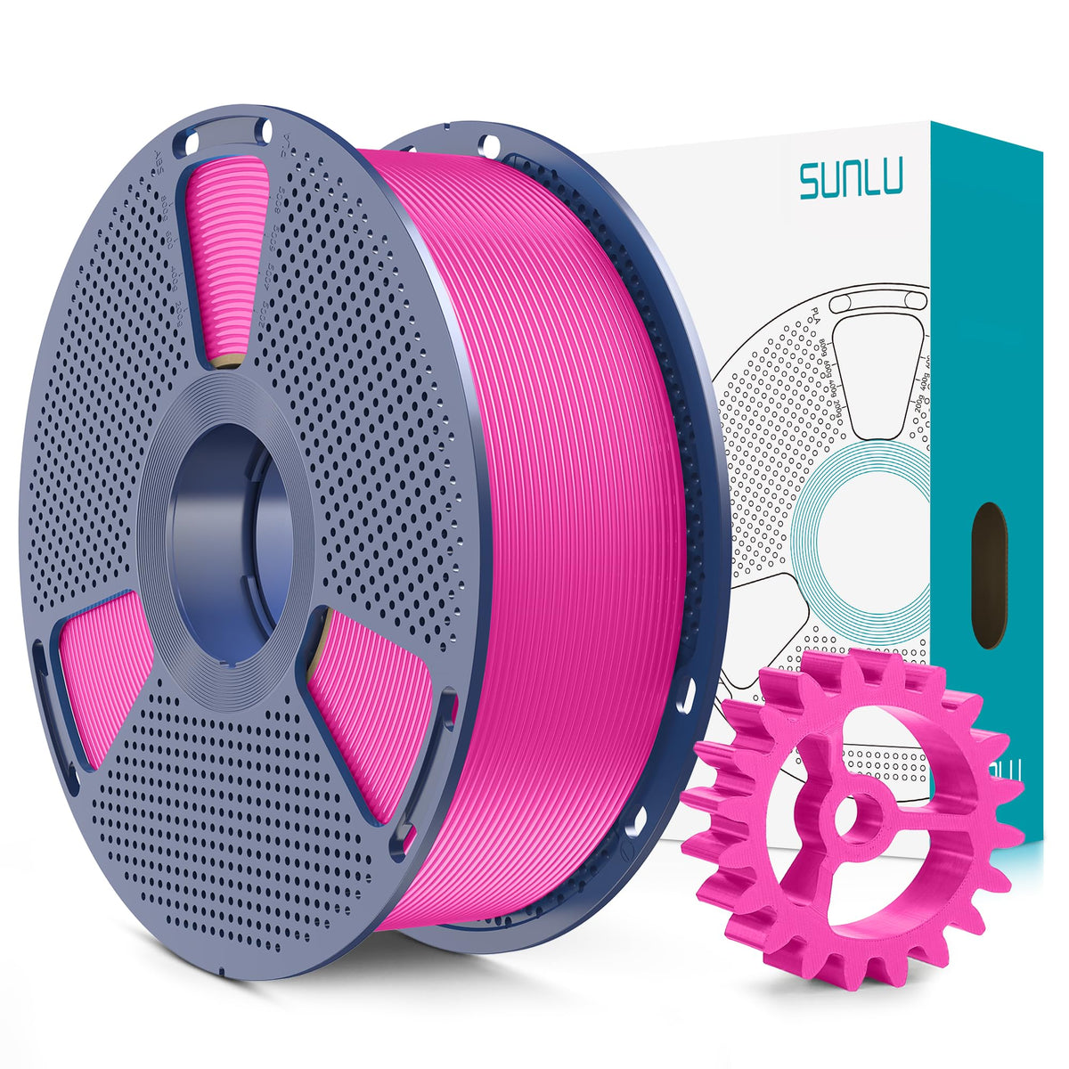 SUNLU PLA+2.0 3D Printer Filament Bundle, 4KG Upgrade PLA+ Filament 1.75mm, Tougher and Stronger, Dimensional Accuracy +/-0.02mm, 1KG per Spool, 4 Packs, 4KG Total, Black+White+Klein Blue+Red