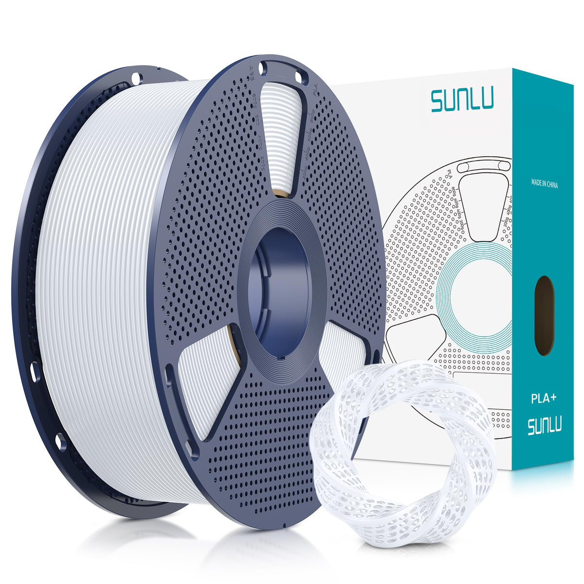 SUNLU 3D Printer Filament Bundle, PLA Plus Filament 10KG 1.75mm, Neatly Wound Filament for Most 3D Printer, 10 Colors, 1kg Spool, Black+White+Grey+Green+Blue+Grassgreen+Bluegrey+Pureyellow+Red+Orange