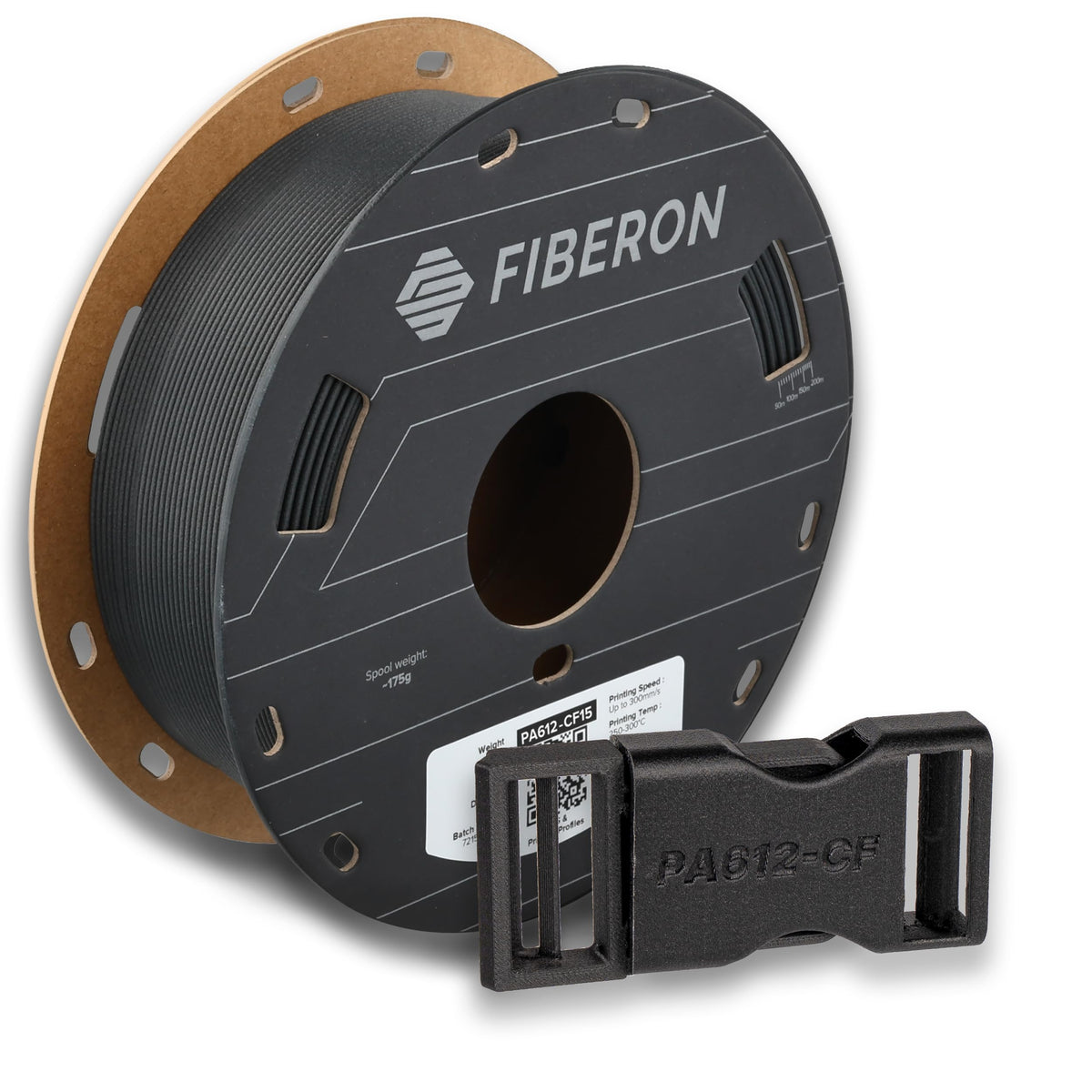 Polymaker Fiberon PA6-CF20 Carbon Fiber Nylon Filament 1.75mm Black 0.5kg, Fiberon PA6-CF20 Nylon Warp Free 1.75mm 3D Printing Filament