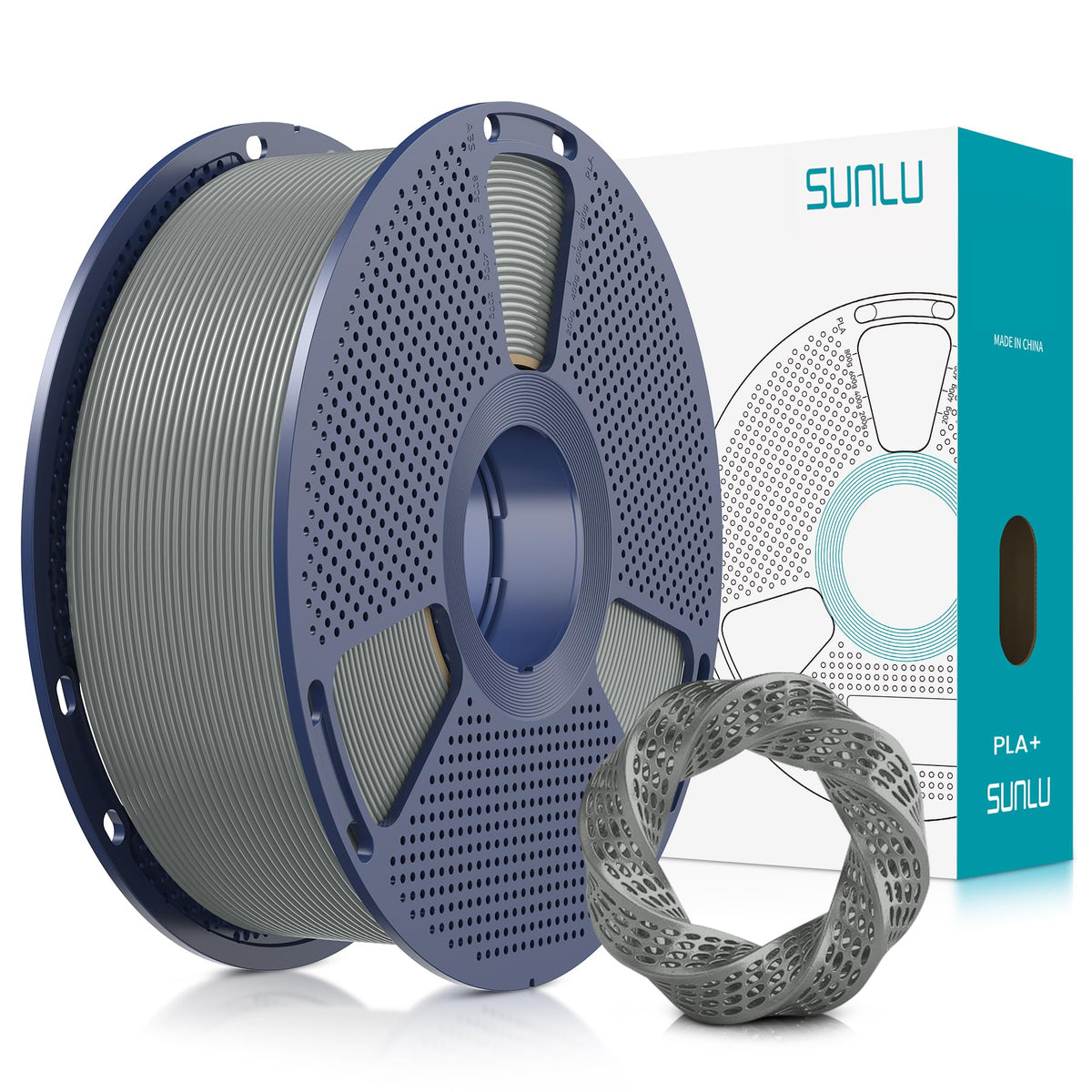 SUNLU 3D Printer Filament Bundle, PLA Plus Filament 10KG 1.75mm, Neatly Wound Filament for Most 3D Printer, 10 Colors, 1kg Spool, Black+White+Grey+Green+Blue+Grassgreen+Bluegrey+Pureyellow+Red+Orange