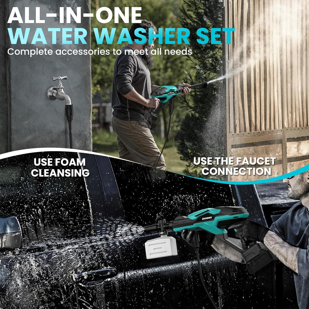 Cordless Portable Washer for Makita 18V Battery, 800 PSI Portable Handheld Washer with Brushless Motor, 6-in-1 Nozzle, 3 Level Adjustable for Car Yard Fence Wall Clean (Battery Not Included)