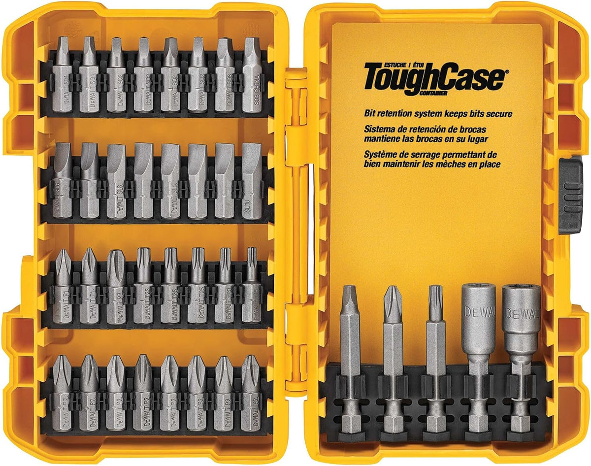 DEWALT Screwdriver Bit Set, 100 Pc Impact Driver Bit Set with Drill Bits, Magnetic Holder and Nut Drivers, FlexTorq Impact Ready, ToughCase Included (DWA2FTS100)