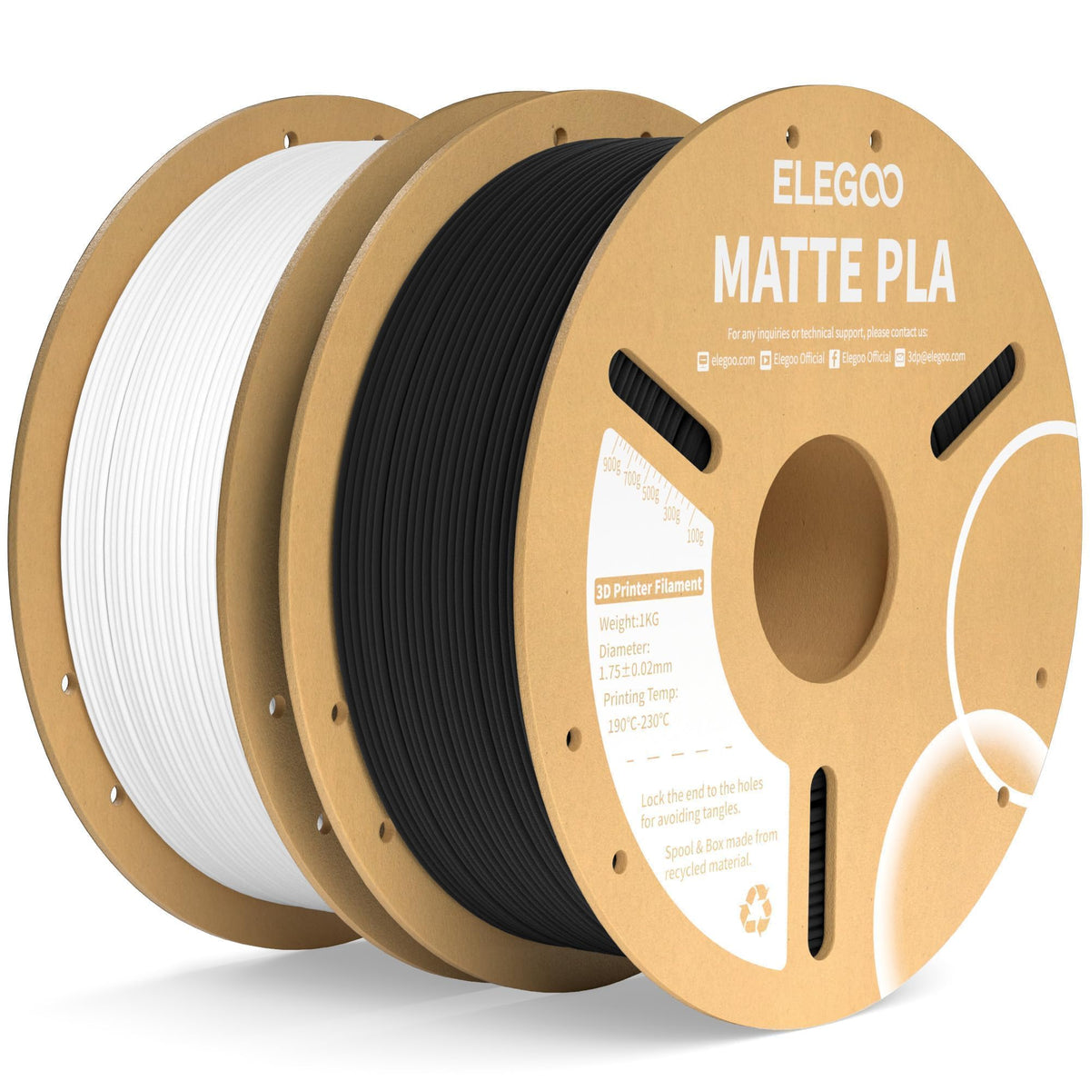 ELEGOO Matte PLA 3D Printer Filament Bundle 1.75mm, 8 Colors 250g Spool Dimensional Accuracy +/- 0.02mm, 8 Pack Multicolors Fits for Most FDM 3D Printers