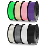 ELEGOO 250g PLA Plus Filament Bundle 1.75mm, 8 Colors 3D Printer Filaments Dimensional Accuracy +/- 0.02mm, 8 Pack 250g Spool, Black/White/Red/Dark Blue/Orange/Yellow/Sky Blue/Sea Green