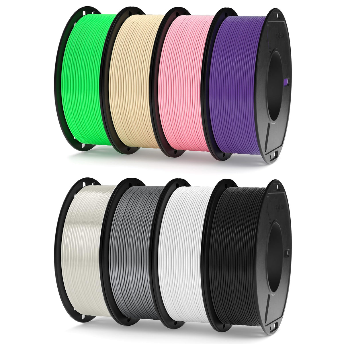 ELEGOO 250g PLA Plus Filament Bundle 1.75mm, 8 Colors 3D Printer Filaments Dimensional Accuracy +/- 0.02mm, 8 Pack 250g Spool, Black/White/Red/Dark Blue/Orange/Yellow/Sky Blue/Sea Green