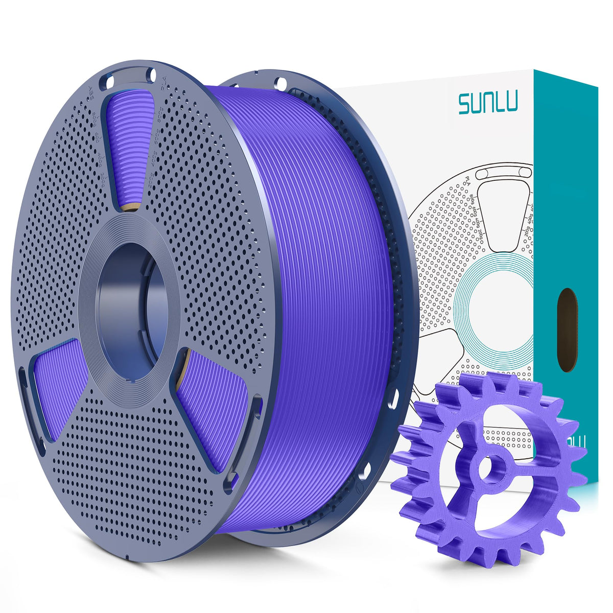 SUNLU PLA+2.0 3D Printer Filament Bundle, 4KG Upgrade PLA+ Filament 1.75mm, Tougher and Stronger, Dimensional Accuracy +/-0.02mm, 1KG per Spool, 4 Packs, 4KG Total, Black+White+Klein Blue+Red