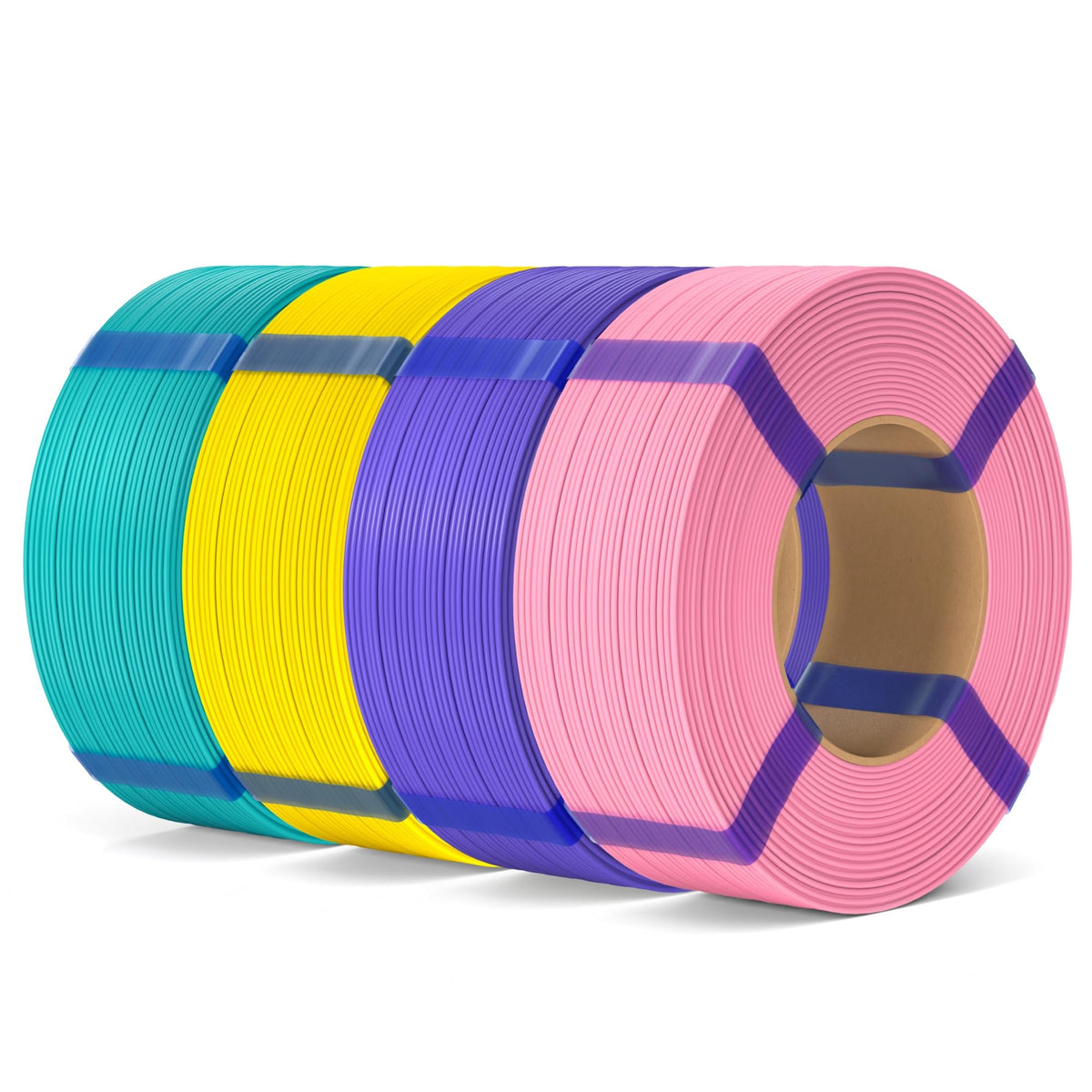 ELEGOO PLA Basic Refill Filament 1.75mm Bundle 4KG, 3D Printer Filament No Spool for Reusable Spool Refilling Dimensional Accuracy +/- 0.02mm, 4pcs 1kg Spool(2.2lbs) Black, White, Red, Cobalt Blue