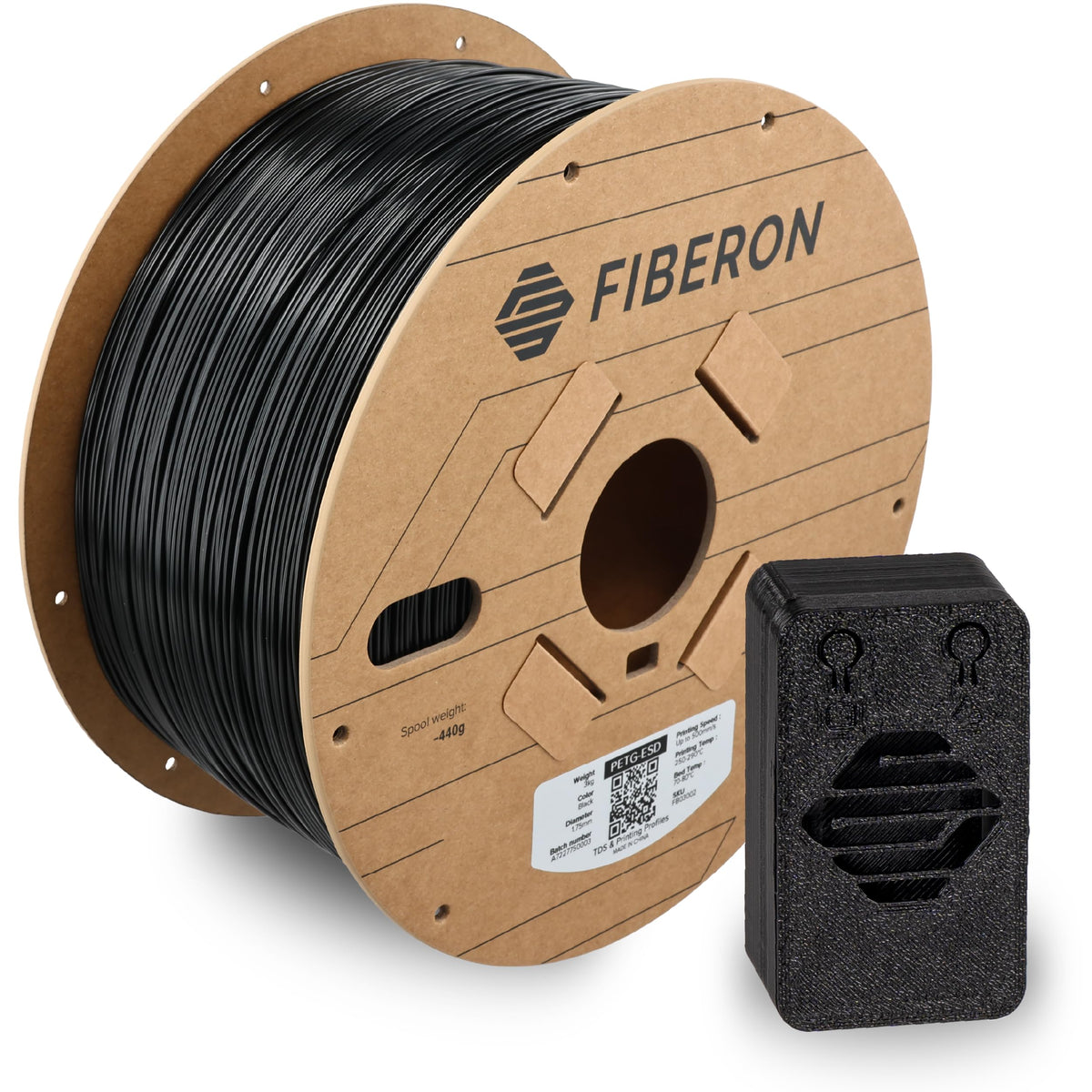 Polymaker Fiberon PA6-CF20 Carbon Fiber Nylon Filament 1.75mm Black 0.5kg, Fiberon PA6-CF20 Nylon Warp Free 1.75mm 3D Printing Filament