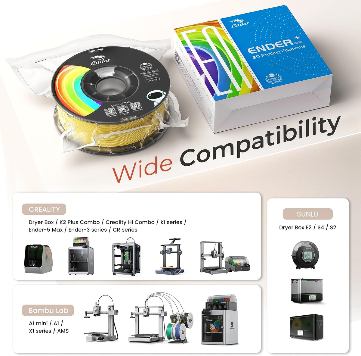 Creality Matte PLA Plus Filament 1.75mm, Low Warping, Minimal Layer Lines, Dimensional Accuracy +/- 0.02mm, 4kg (8.8lb) 3D Printer PLA+ Filament Bundle, Matte Black (4 Pack)