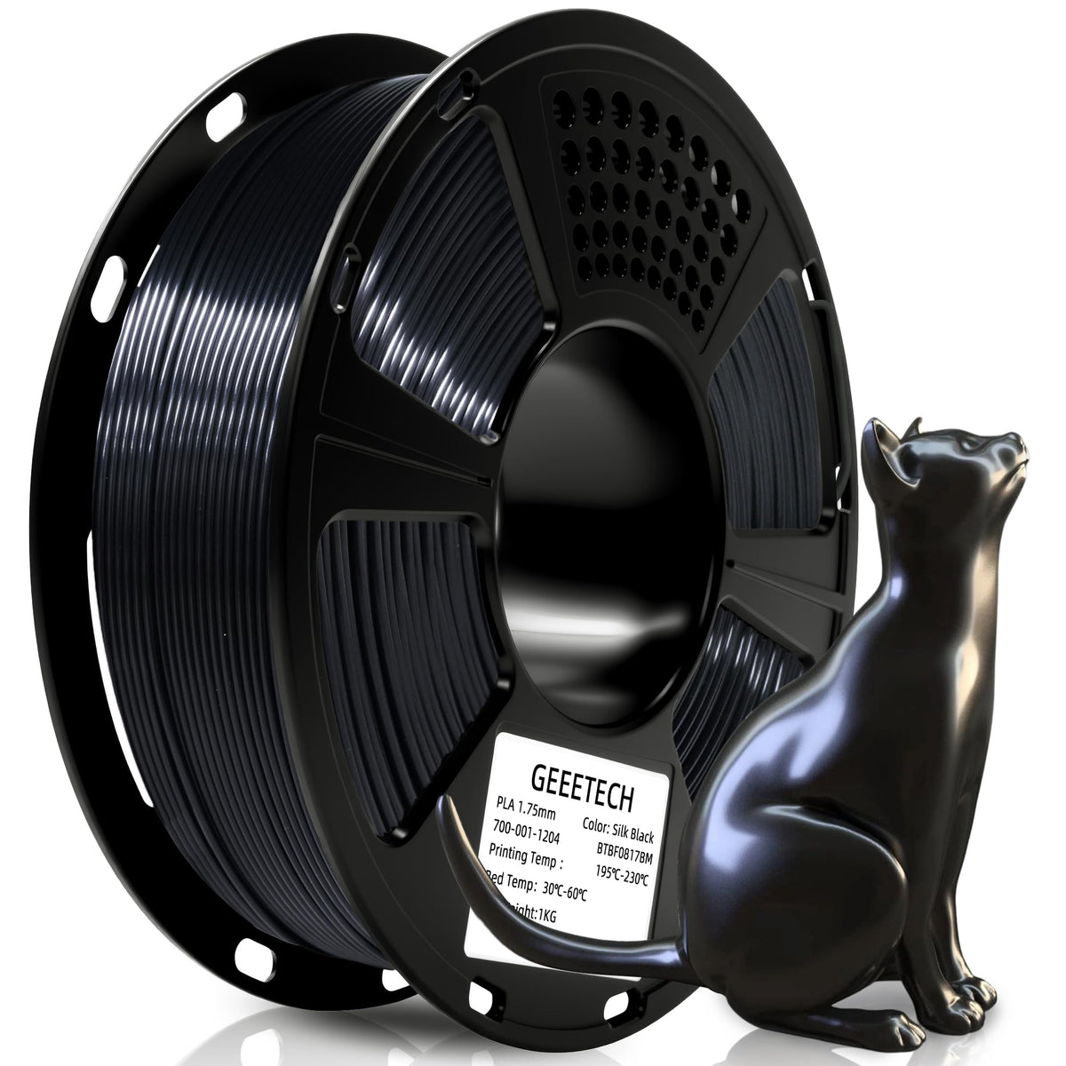 GEEETECH 6KG 3D Printer Filament Bundle - Black PLA Filament 1.75mm ±0.02mm (6 Spools, 1KG Each) - High Precision, Low Warping, 3D Printing Filament Fits Most FDM 3D Printers