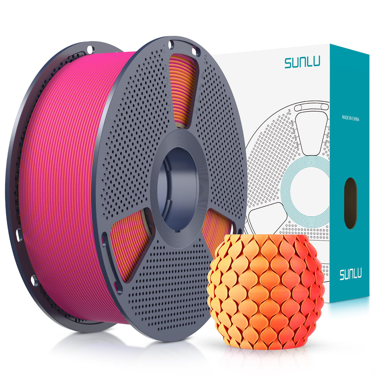 SUNLU 4KG 3D Printer Filament Bundle PLA Matte 1.75mm, Neatly Wound Filament with Matte Finish, Print with 99% FDM 3D Printers, 1kg Spool (2.2lbs), 4 Packs, Black*4