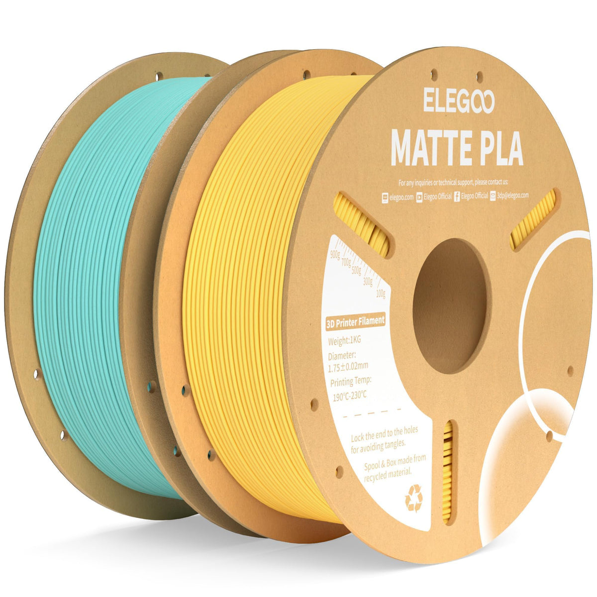 ELEGOO Matte PLA 3D Printer Filament Bundle 1.75mm, 8 Colors 250g Spool Dimensional Accuracy +/- 0.02mm, 8 Pack Multicolors Fits for Most FDM 3D Printers