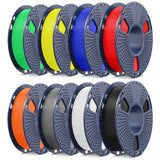 SUNLU PLA+2.0 3D Printer Filament Bundle, 4KG Upgrade PLA+ Filament 1.75mm, Tougher and Stronger, Dimensional Accuracy +/-0.02mm, 1KG per Spool, 4 Packs, 4KG Total, Black+White+Klein Blue+Red