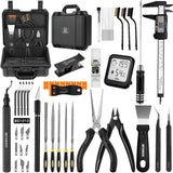 59pcs 3D Printer Tools Kit with Hard Case, 3D Printer Accessories incl Deburring Tool, Digital Caliper, Hygrometer, Nozzle Clog Poke, Pilers, Flush Cutter, for Bambu Lab, Ender 3, FDM/SLA Printers etc