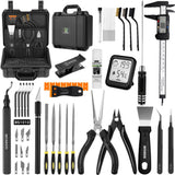 59pcs 3D Printer Tools Kit with Hard Case, 3D Printer Accessories incl Deburring Tool, Digital Caliper, Hygrometer, Nozzle Clog Poke, Pilers, Flush Cutter, for Bambu Lab, Ender 3, FDM/SLA Printers etc