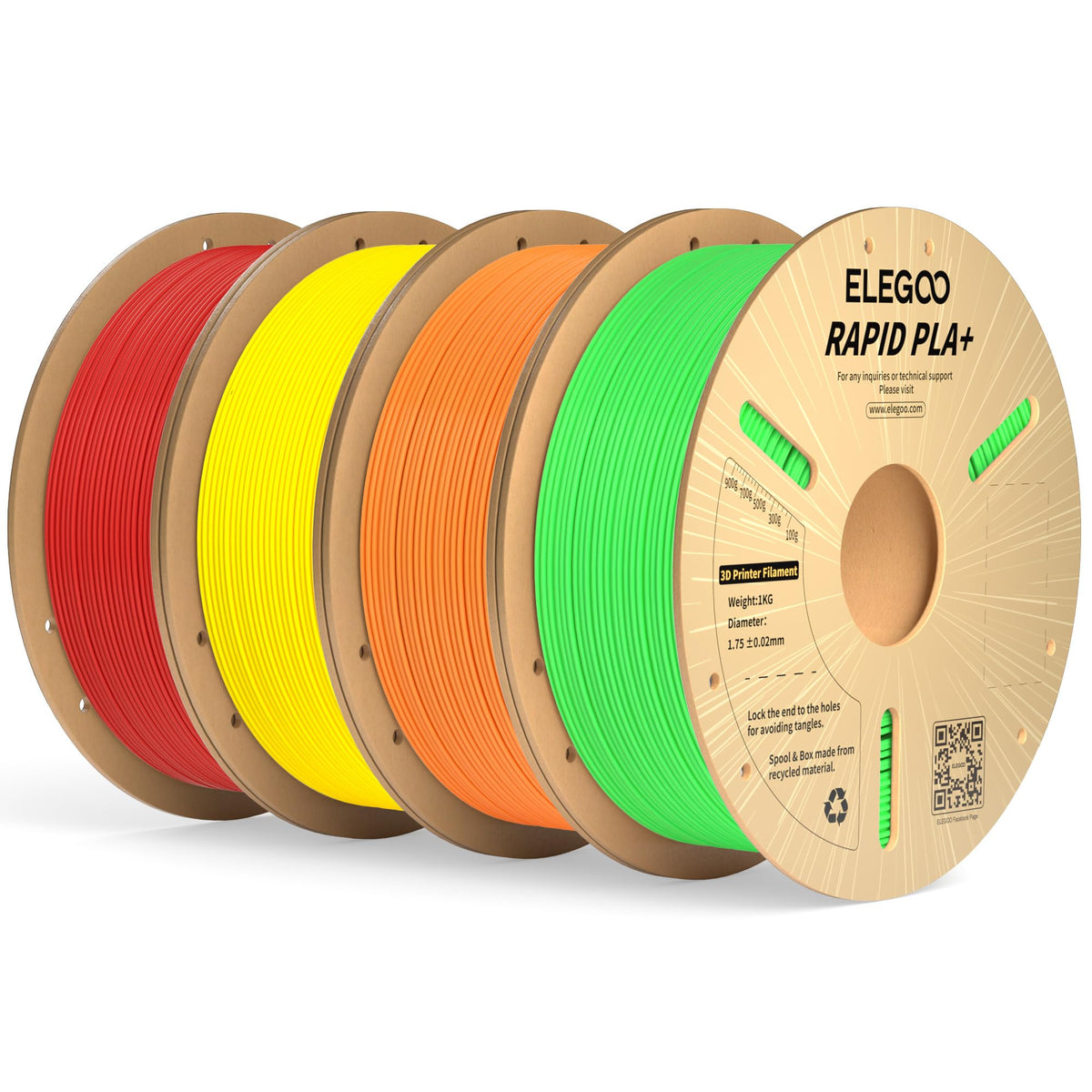 ELEGOO Rapid PLA Plus Filament 1.75mm Black 4KG, PLA+ 3D Printer Filament for 30-600 mm/s High Speed Printing, Dimensional Accuracy +/- 0.02 mm, 4 Pack 1kg Spool(2.2lbs)