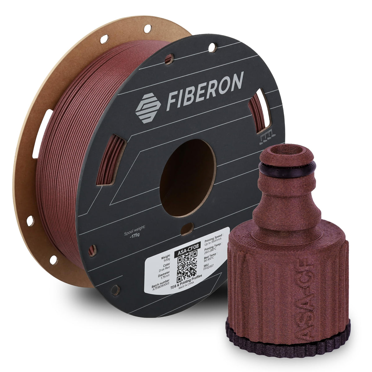 Polymaker Fiberon PA6-CF20 Carbon Fiber Nylon Filament 1.75mm Black 0.5kg, Fiberon PA6-CF20 Nylon Warp Free 1.75mm 3D Printing Filament
