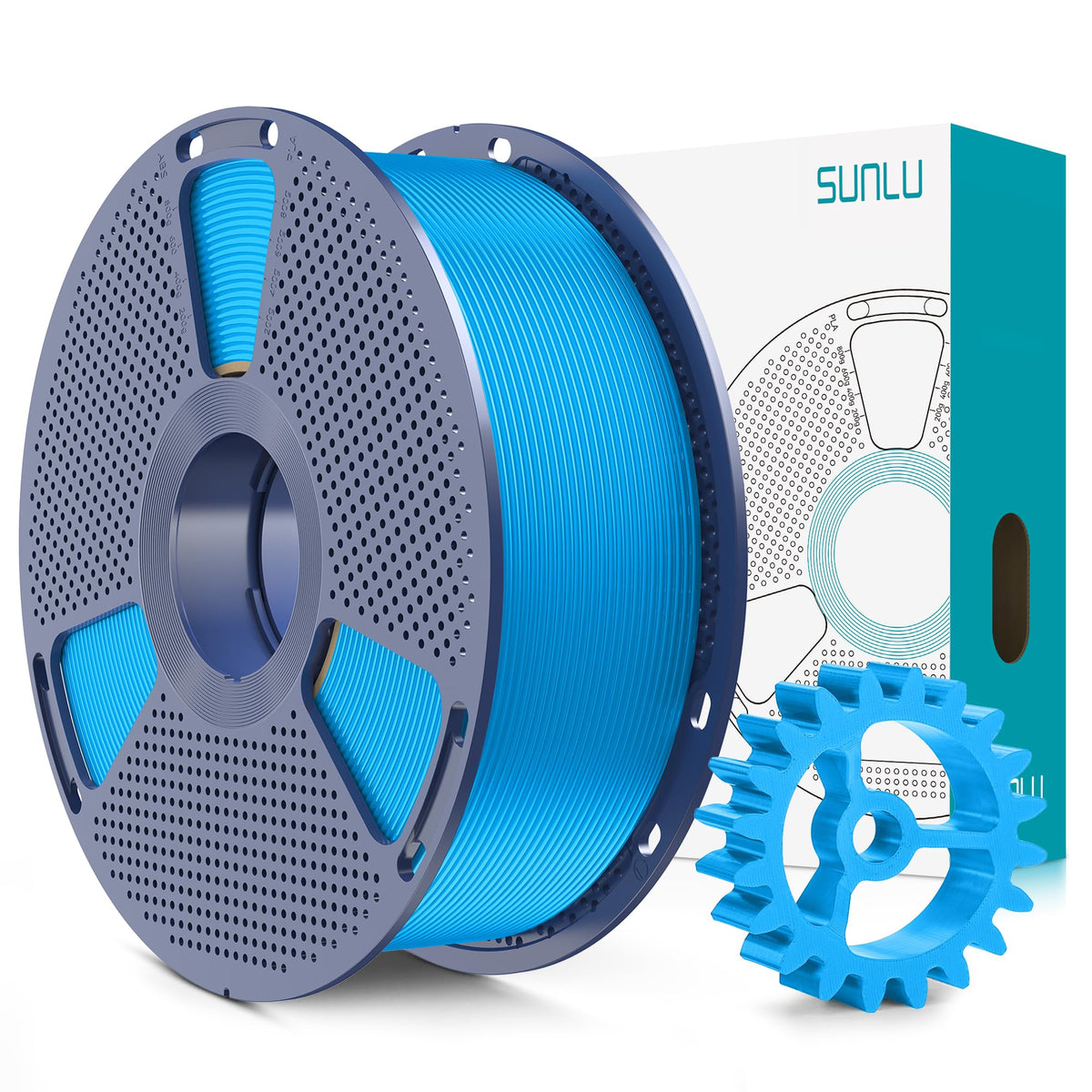 SUNLU PLA+2.0 3D Printer Filament Bundle, 4KG Upgrade PLA+ Filament 1.75mm, Tougher and Stronger, Dimensional Accuracy +/-0.02mm, 1KG per Spool, 4 Packs, 4KG Total, Black+White+Klein Blue+Red