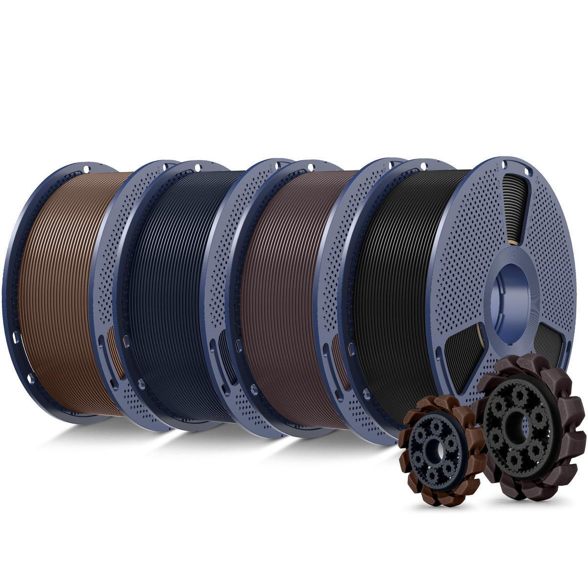 SUNLU PLA+2.0 3D Printer Filament Bundle, 4KG Upgrade PLA+ Filament 1.75mm, Tougher and Stronger, Dimensional Accuracy +/-0.02mm, 1KG per Spool, 4 Packs, 4KG Total, Black+White+Klein Blue+Red