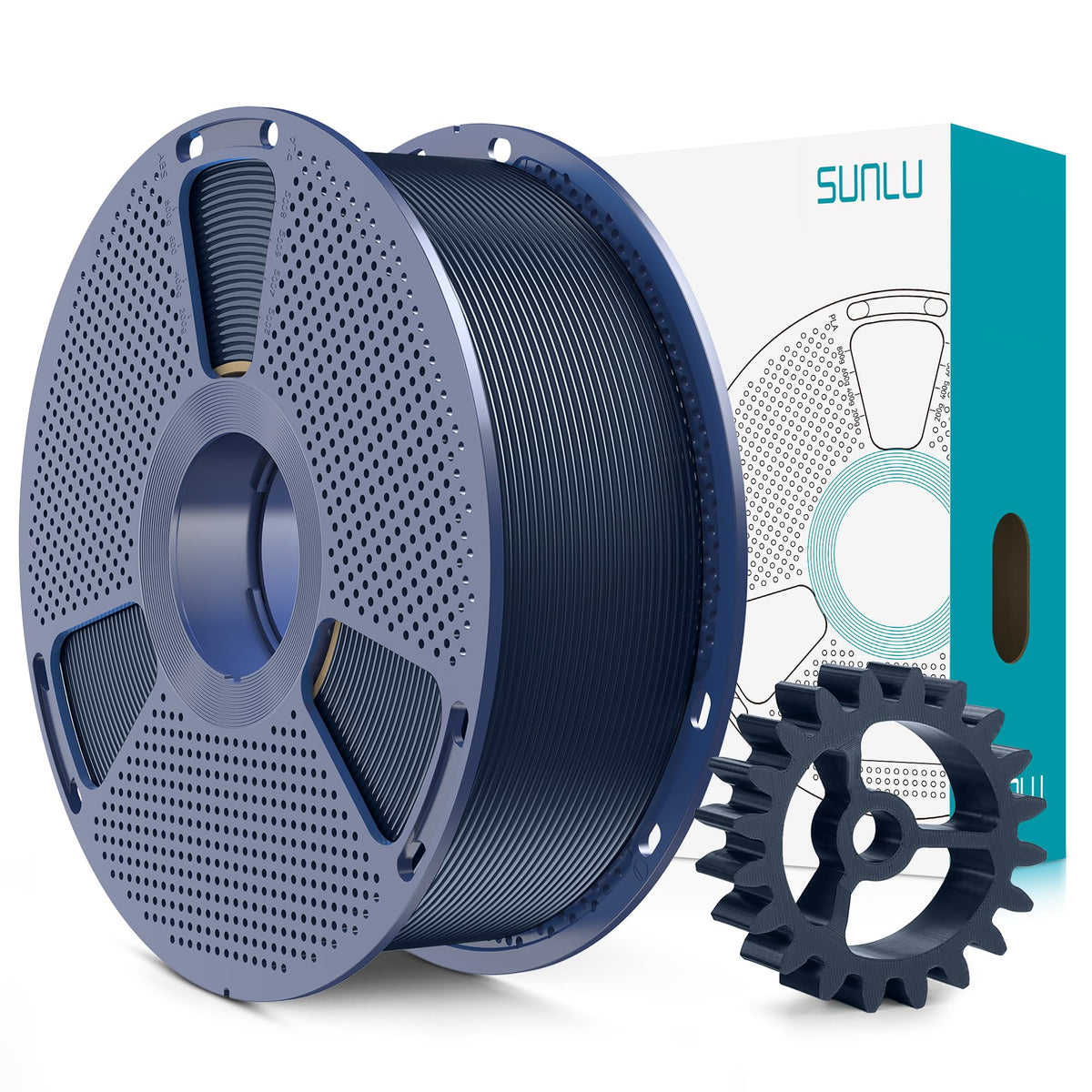 SUNLU PLA+2.0 3D Printer Filament Bundle, 4KG Upgrade PLA+ Filament 1.75mm, Tougher and Stronger, Dimensional Accuracy +/-0.02mm, 1KG per Spool, 4 Packs, 4KG Total, Black+White+Klein Blue+Red