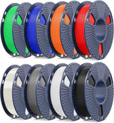 SUNLU PLA Filament 1.75mm Bundle, 3D Printer Filament Bundle 250g, 8 Rolls, 2kg Total, Black+White+Grey+Transparent+Red+Klein Blue+Sunny Orange+Green