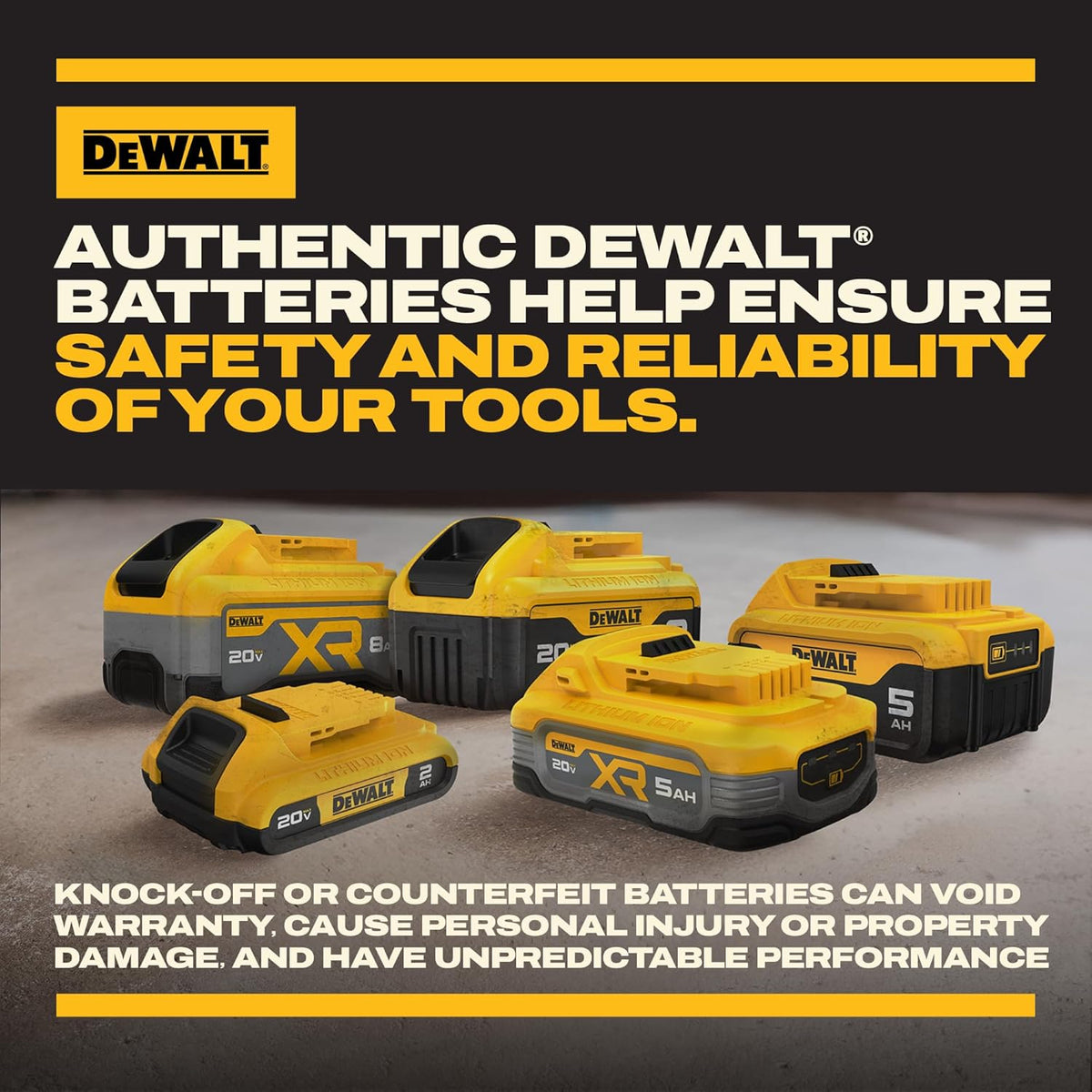 DEWALT 20V MAX XR Battery 6 Ah Lithium Ion, 2-Pack, Premium High Capacity Long Lasting Cordless Tool Battery Packs (DCB206-2)