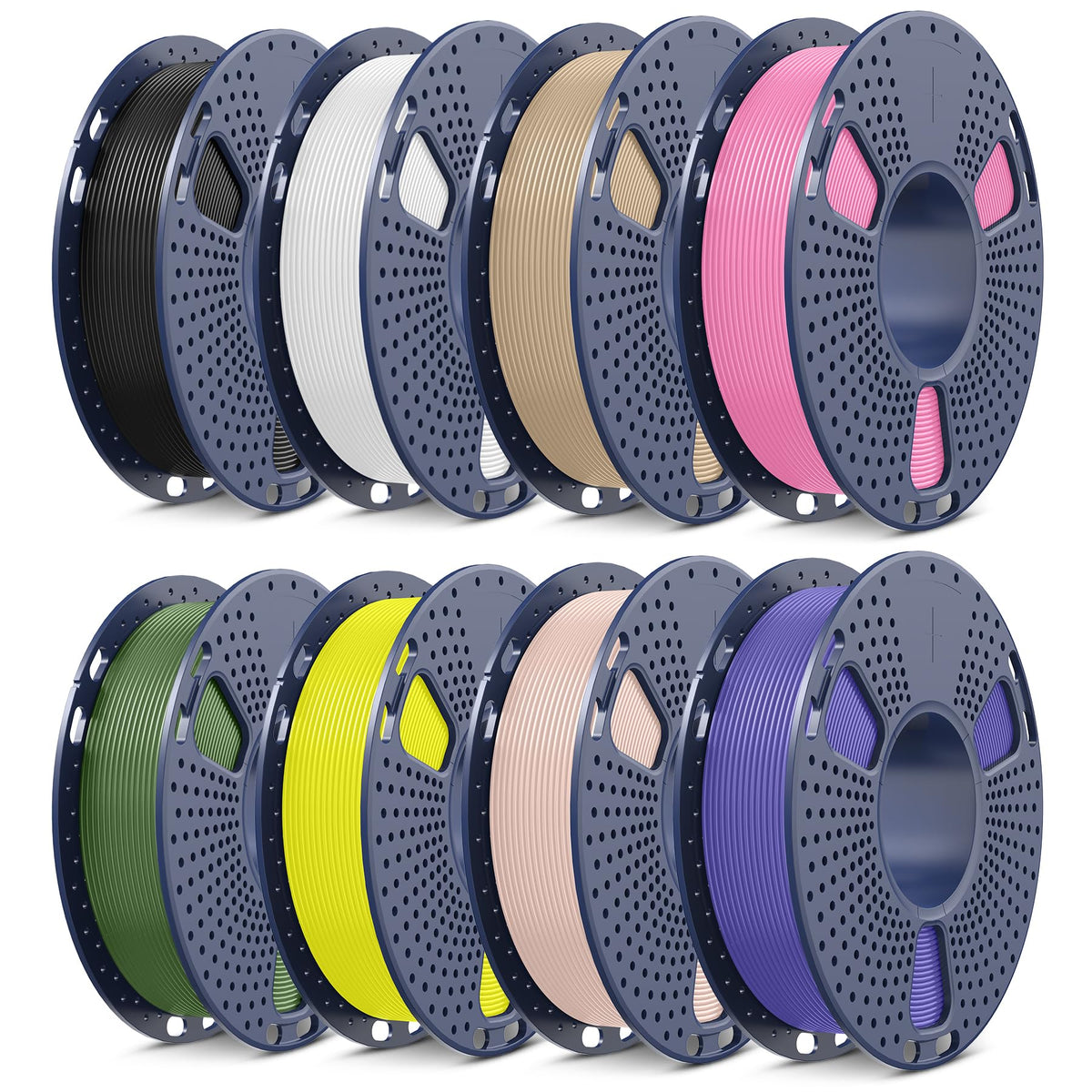 SUNLU 250g PLA Filament 1.75mm Bundle,3D Printer Filament Bundle Multicolor, Neatly Wound PLA Filament, Individually Vacuum Packed,250g Spool,8 Rolls,Black+White+Grey+Transparent+Red+Blue+Orange+Green