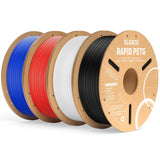 ELEGOO Rapid PETG Filament 1.75mm Bundle 4KG, High Speed 30-600mm/s 3D Printer Filament Accuracy +/- 0.02 mm, 1kg Cardboard Spool(2.2lbs), Fits for Most FDM 3D Printers(Black, White, Blue, Red)