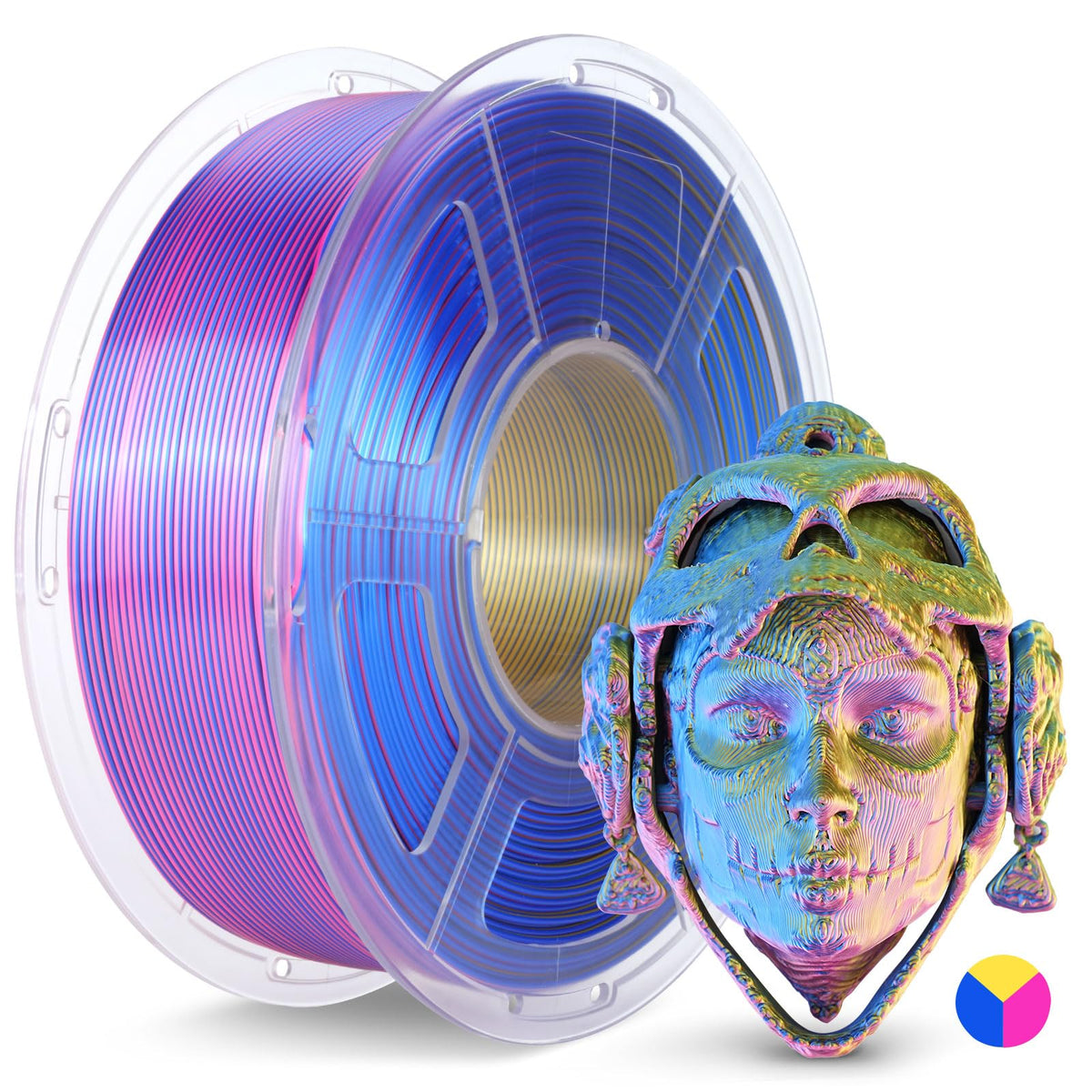 JAYO 3D Printer Filament Bundle, PLA Silk Filament Bundle Multicolor, Shiny Silk PLA Filament 1.75mm, Fast Color Change Rainbow, 250g Spool, 8 Rolls, 2kg in Total