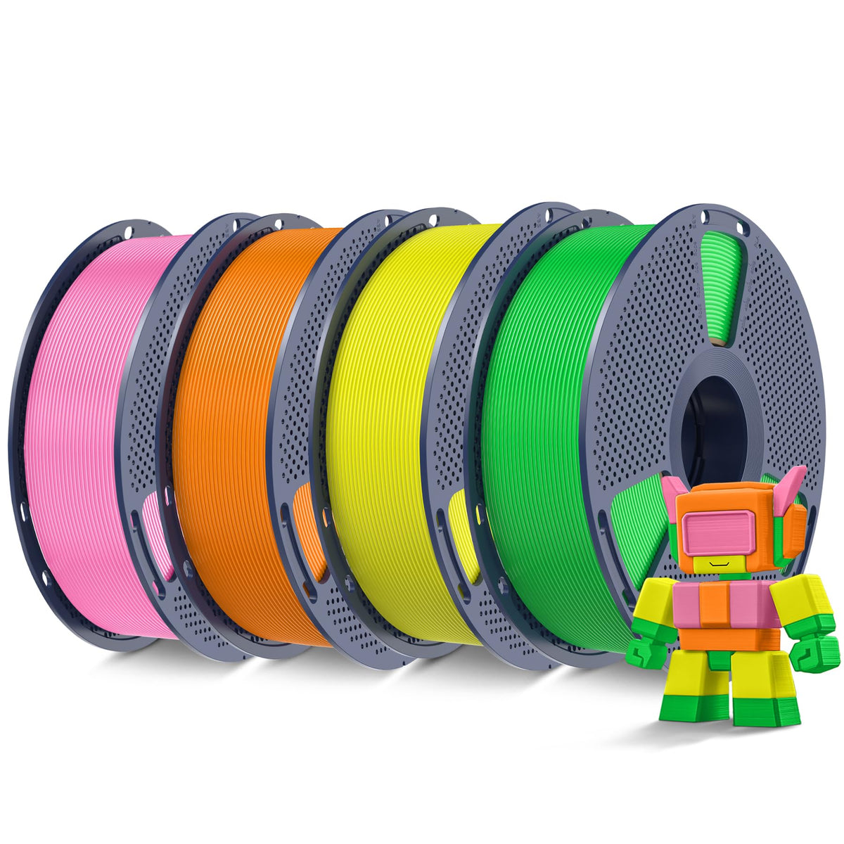 SUNLU High Speed PLA Filament Mini Pack, 30mm/s - 600mm/s Print Range, High Flow Speedy 3D Printer PLA Filament Bundle, 250g/Spool, Black+White+Green+Blue+Red+Orange+Yellow+Pink