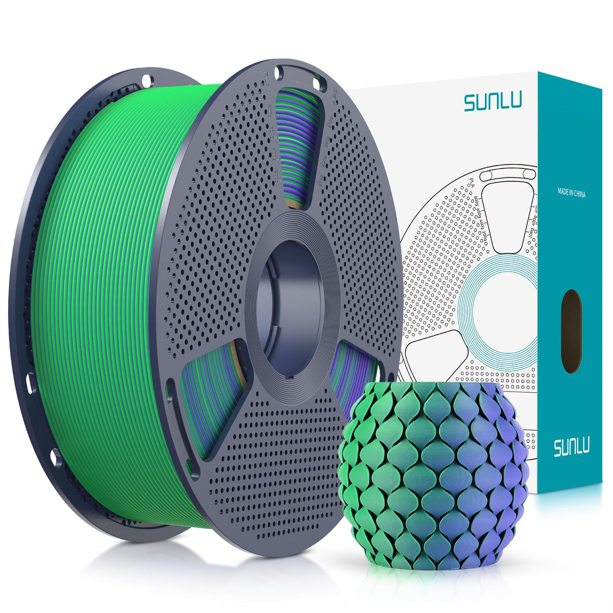 SUNLU 4KG 3D Printer Filament Bundle PLA Matte 1.75mm, Neatly Wound Filament with Matte Finish, Print with 99% FDM 3D Printers, 1kg Spool (2.2lbs), 4 Packs, Black*4