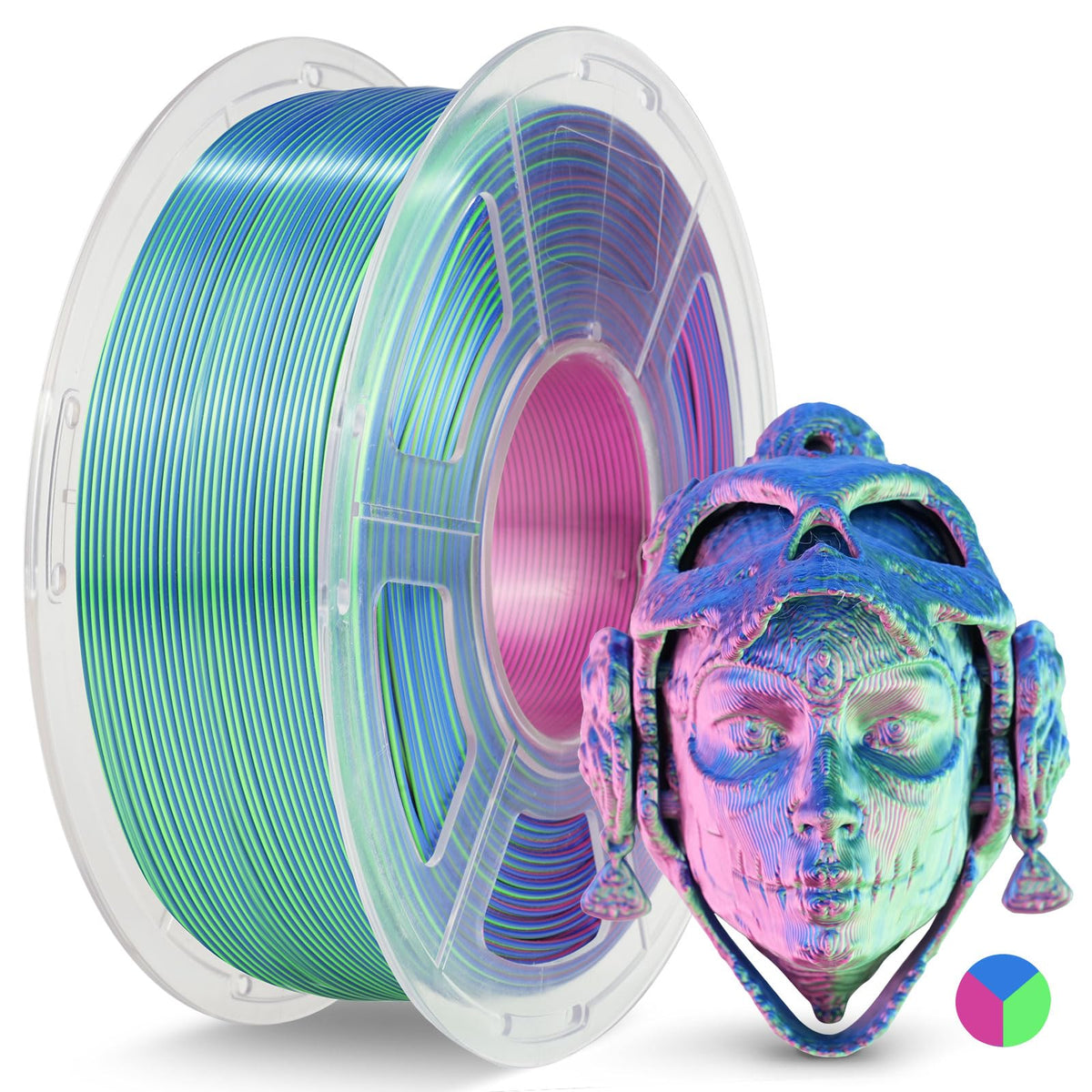 JAYO 3D Printer Filament Bundle, PLA Silk Filament Bundle Multicolor, Shiny Silk PLA Filament 1.75mm, Fast Color Change Rainbow, 250g Spool, 8 Rolls, 2kg in Total