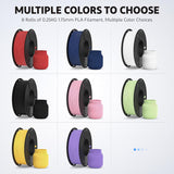 ELEGOO Matte PLA 3D Printer Filament Bundle 1.75mm, 8 Colors 250g Spool Dimensional Accuracy +/- 0.02mm, 8 Pack Multicolors Fits for Most FDM 3D Printers