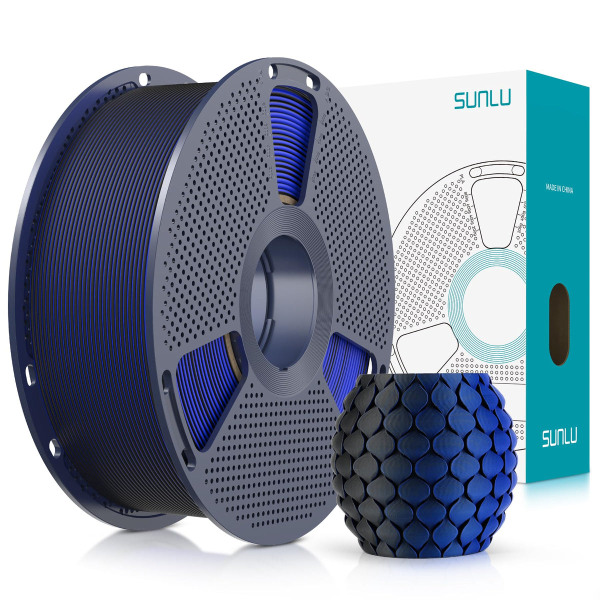 SUNLU 4KG 3D Printer Filament Bundle PLA Matte 1.75mm, Neatly Wound Filament with Matte Finish, Print with 99% FDM 3D Printers, 1kg Spool (2.2lbs), 4 Packs, Black*4
