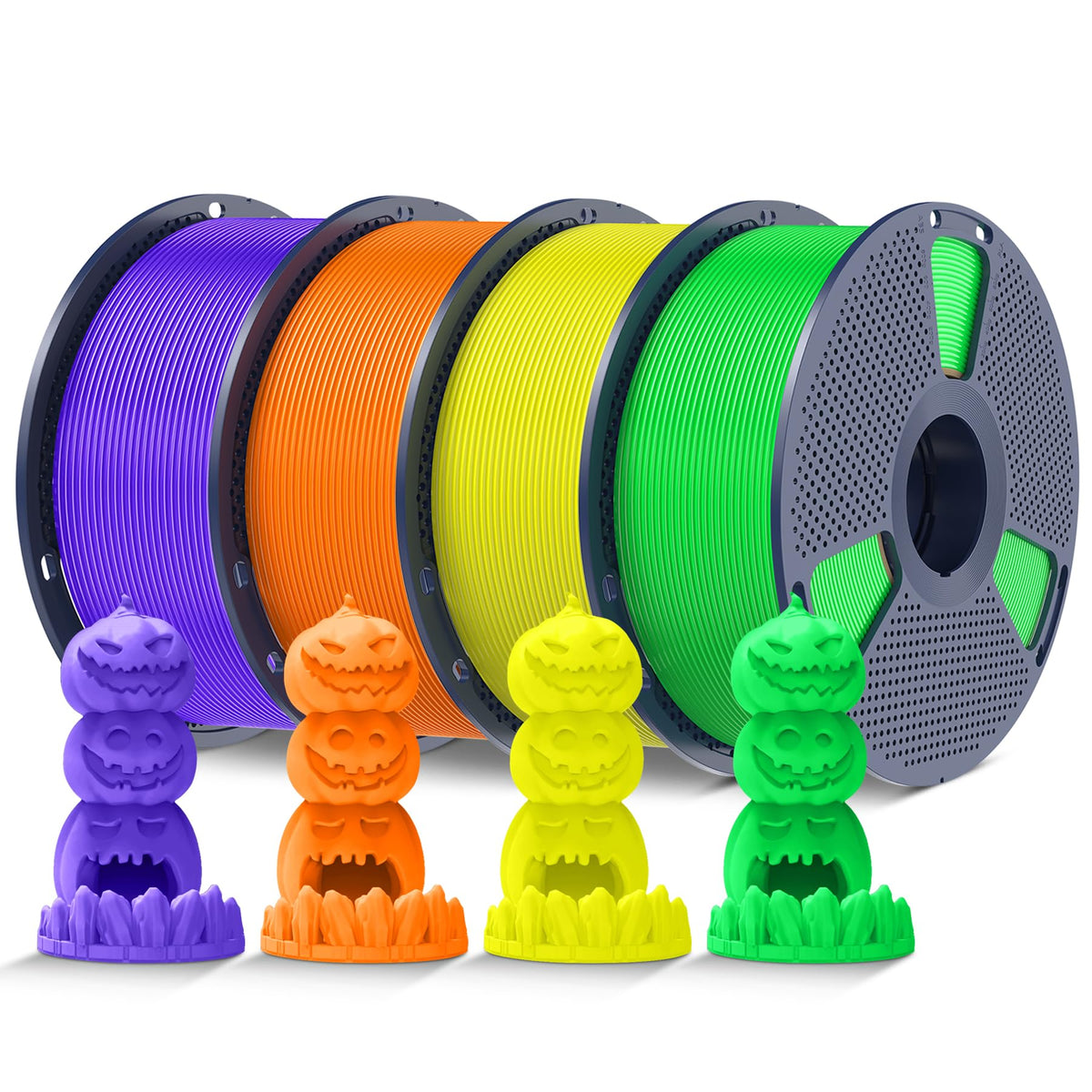 SUNLU 3D Printer Filament Bundle, PLA Plus Filament 10KG 1.75mm, Neatly Wound Filament for Most 3D Printer, 10 Colors, 1kg Spool, Black+White+Grey+Green+Blue+Grassgreen+Bluegrey+Pureyellow+Red+Orange