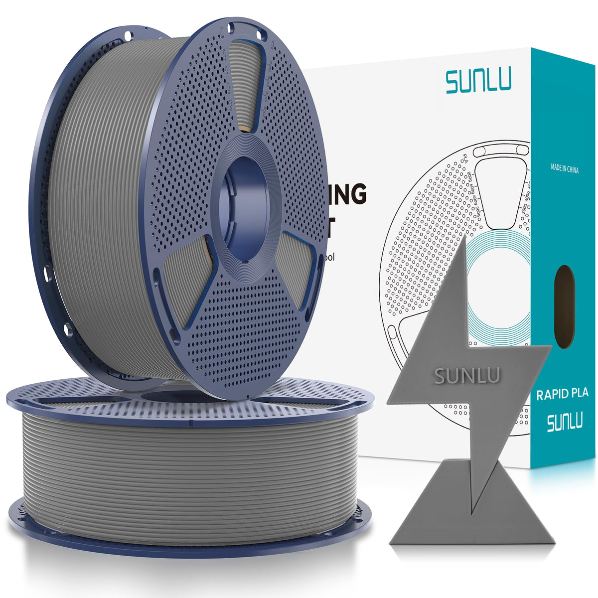 SUNLU High Speed PLA Filament Mini Pack, 30mm/s - 600mm/s Print Range, High Flow Speedy 3D Printer PLA Filament Bundle, 250g/Spool, Black+White+Green+Blue+Red+Orange+Yellow+Pink