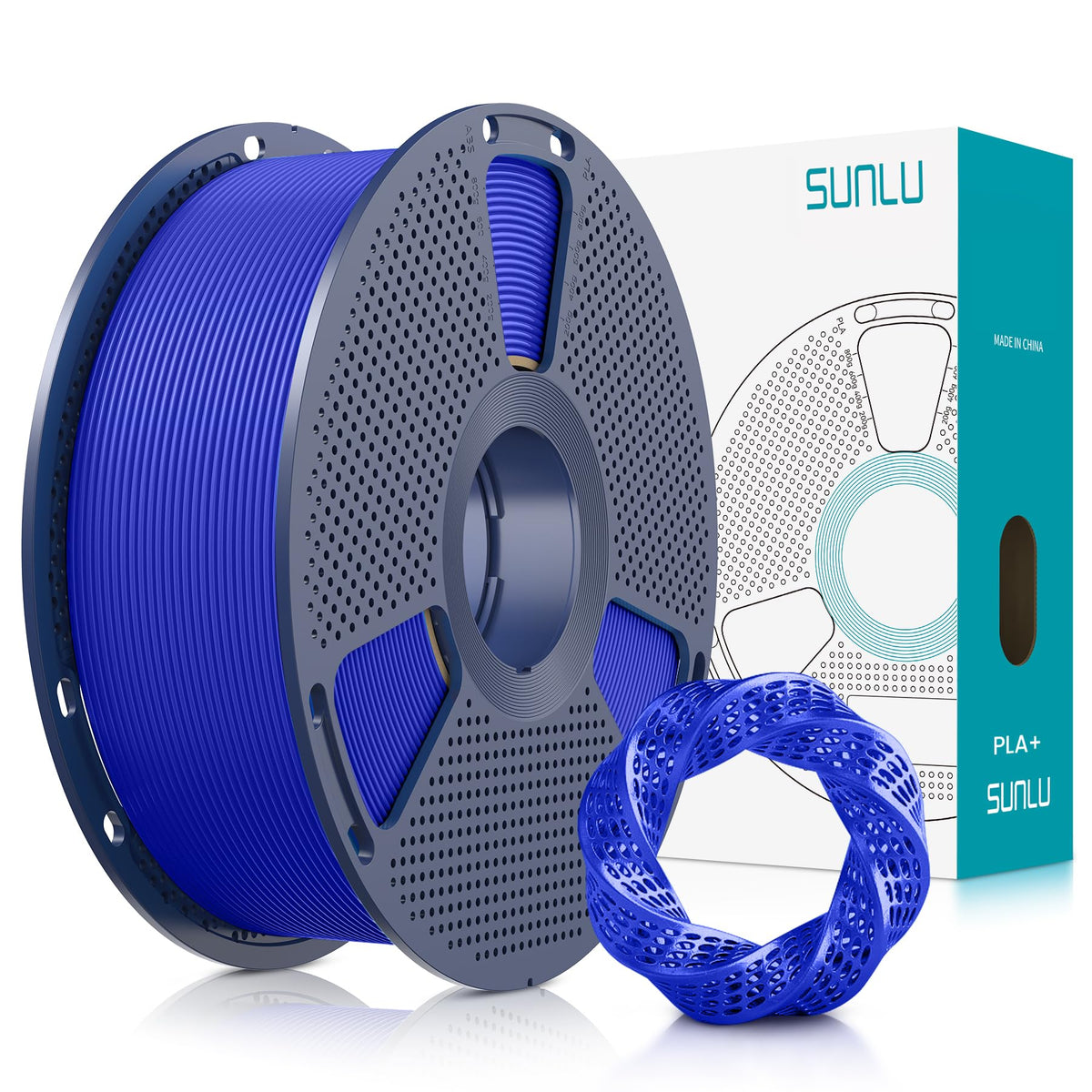 SUNLU 3D Printer Filament Bundle, PLA Plus Filament 10KG 1.75mm, Neatly Wound Filament for Most 3D Printer, 10 Colors, 1kg Spool, Black+White+Grey+Green+Blue+Grassgreen+Bluegrey+Pureyellow+Red+Orange