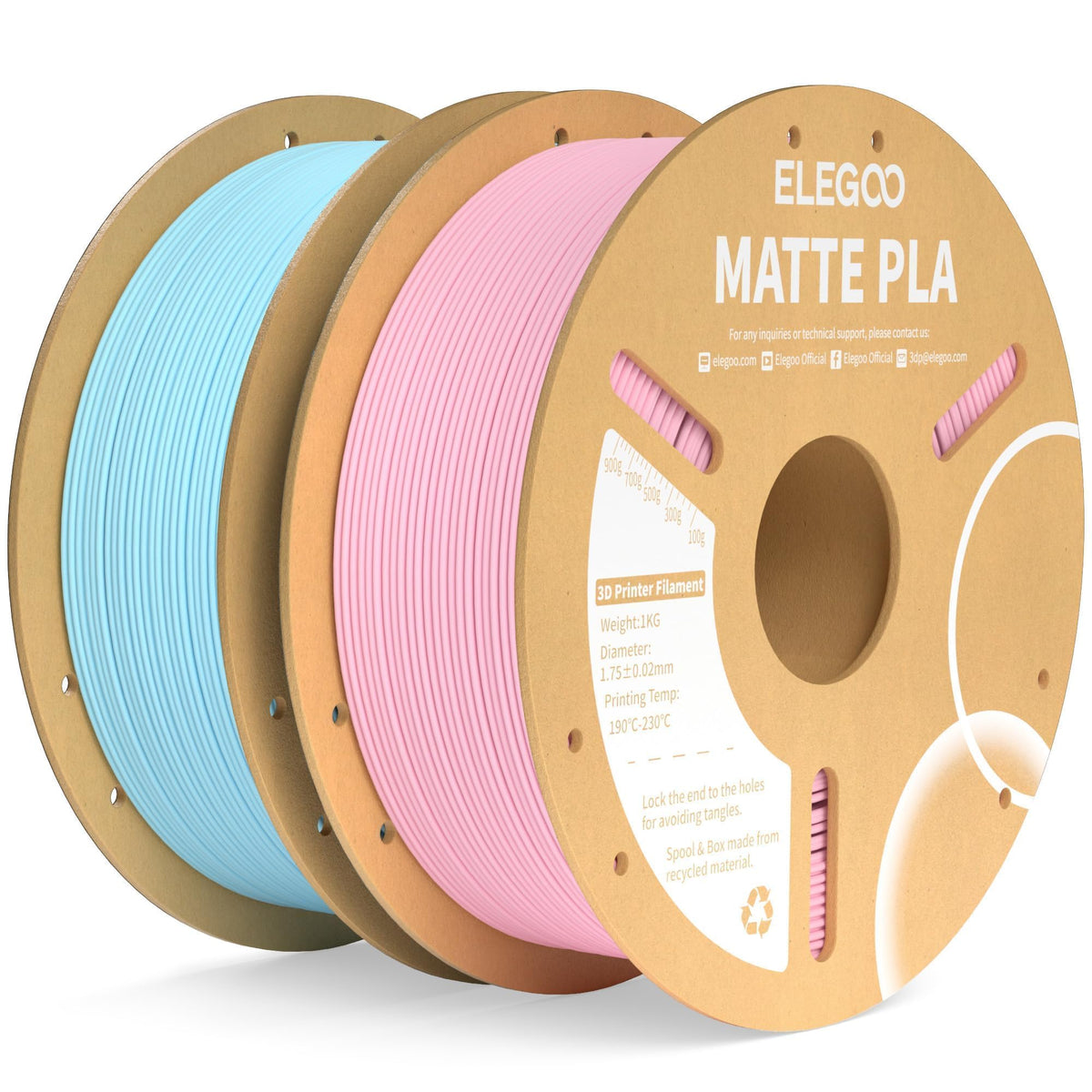 ELEGOO Matte PLA 3D Printer Filament Bundle 1.75mm, 8 Colors 250g Spool Dimensional Accuracy +/- 0.02mm, 8 Pack Multicolors Fits for Most FDM 3D Printers