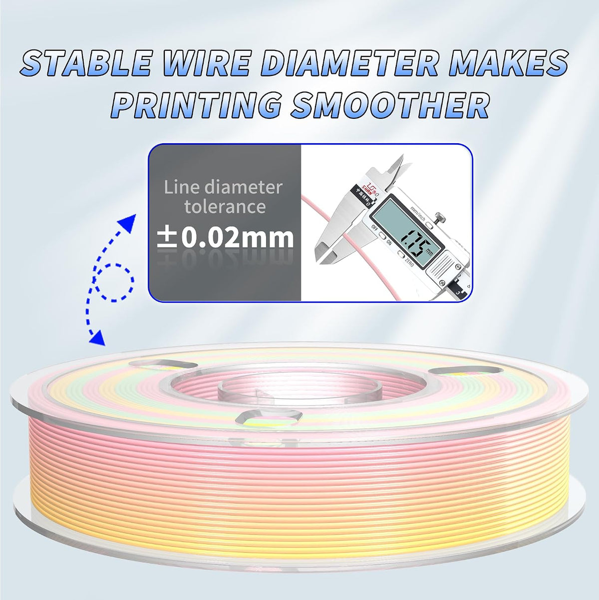 PINBALL Silk Rainbow PLA 3D Printer Filament 1.75mm Shiny Multi-Color Changing Filament 3D Printing PLA Filament Dimensional Accuracy +/- 0.02mm 500g*4 Silk Rainbow