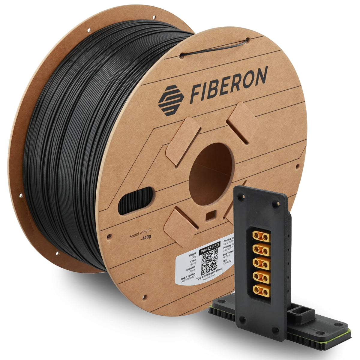 Polymaker Fiberon PA6-CF20 Carbon Fiber Nylon Filament 1.75mm Black 0.5kg, Fiberon PA6-CF20 Nylon Warp Free 1.75mm 3D Printing Filament