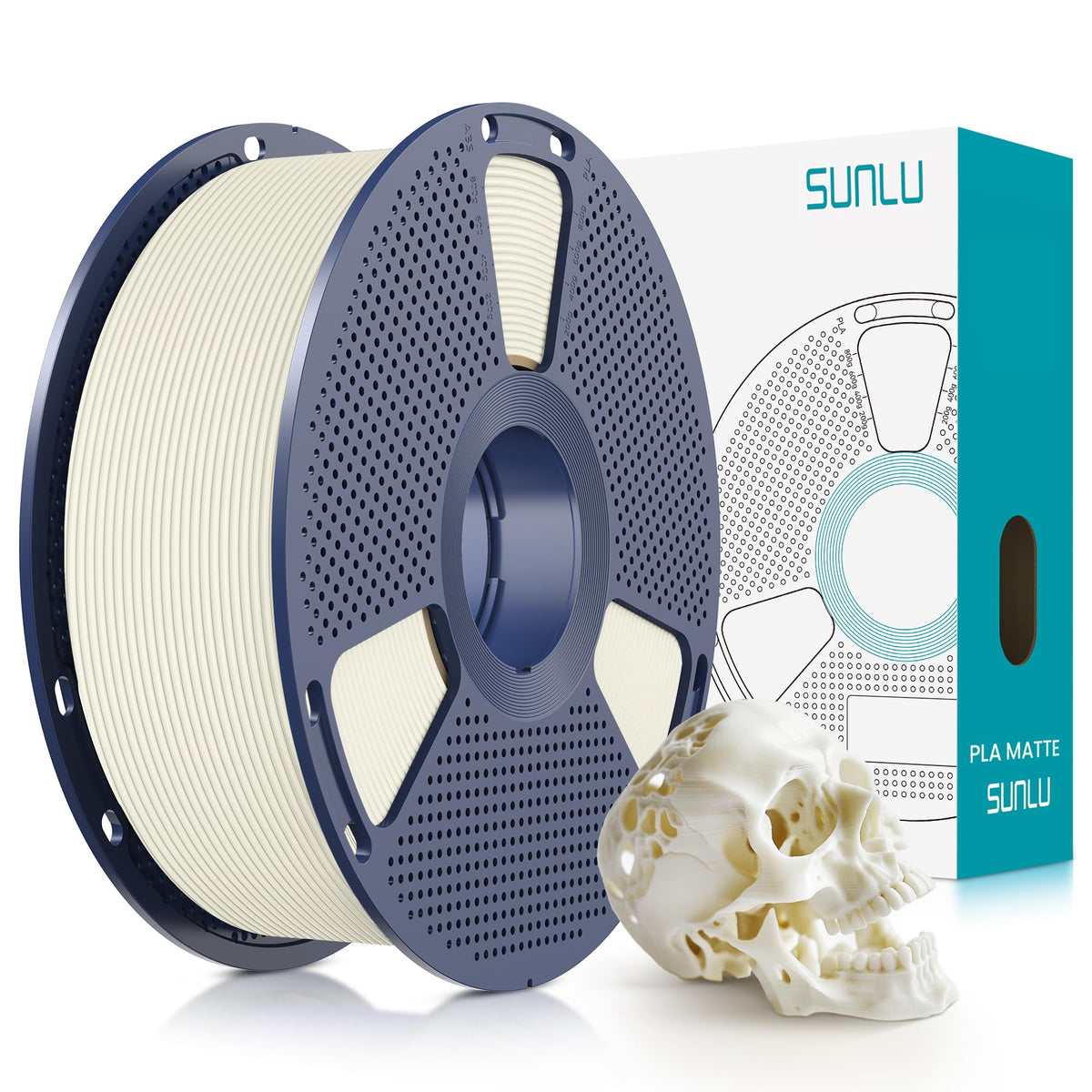 SUNLU 4KG 3D Printer Filament Bundle PLA Matte 1.75mm, Neatly Wound Filament with Matte Finish, Print with 99% FDM 3D Printers, 1kg Spool (2.2lbs), 4 Packs, Black*4