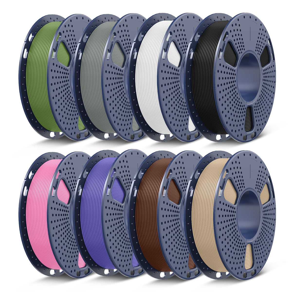 SUNLU 3D Printer Filament Bundle, PLA Plus Filament 10KG 1.75mm, Neatly Wound Filament for Most 3D Printer, 10 Colors, 1kg Spool, Black+White+Grey+Green+Blue+Grassgreen+Bluegrey+Pureyellow+Red+Orange
