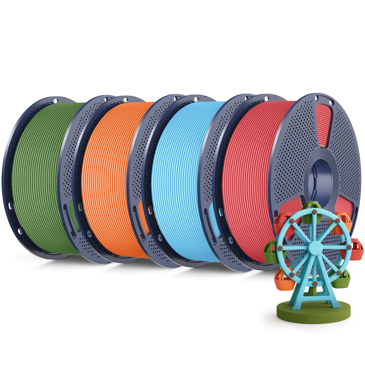 SUNLU High Speed Matte PLA Filament, Smooth PLA Matte 3D Printer Filament Bundle, 2kg in Total, 0.25kg Spool, 8 Packs, Black+White+Grey+Chocolate+Sky Blue+Olive Green+ Sunny Orange+Sakura Pink