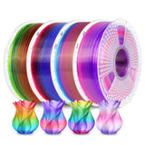 SUNLU 3D Printer Filament Bundle PLA Filament 1.75mm, Individually Vacuum Packed, 0.25kg per Spool, 2kg in Total, 8 Pack, Black+Bone White+Grey+Brown+Red+Blue+Olive Green+Wood