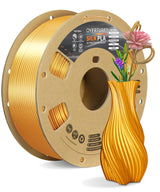 OVERTURE Silk PLA Filament Bundle, Clog-Free Shiny, Metallic Shine 3D Printer Filament, 1kg Spool * 4 Rolls(Silk Gold+Silk Silver+Silk Coppe+Silk Blue-Silver)
