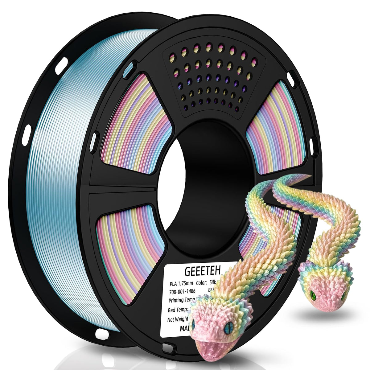 GEEETECH 6KG 3D Printer Filament Bundle - Black PLA Filament 1.75mm ±0.02mm (6 Spools, 1KG Each) - High Precision, Low Warping, 3D Printing Filament Fits Most FDM 3D Printers