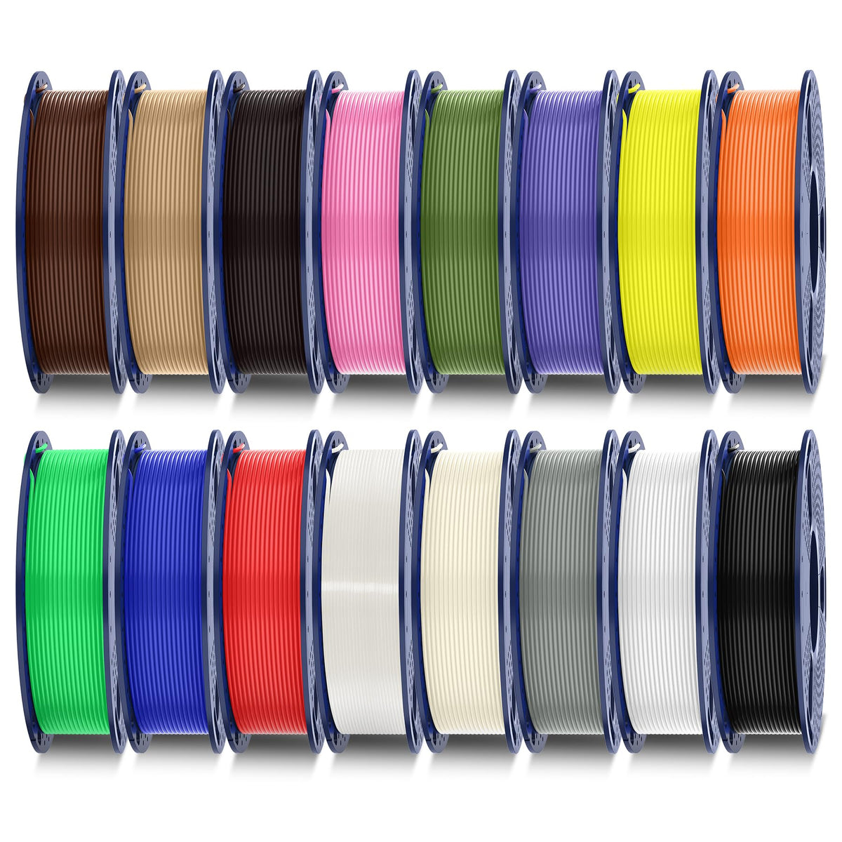 SUNLU 3D Printer Filament Bundle, PLA Plus Filament 10KG 1.75mm, Neatly Wound Filament for Most 3D Printer, 10 Colors, 1kg Spool, Black+White+Grey+Green+Blue+Grassgreen+Bluegrey+Pureyellow+Red+Orange