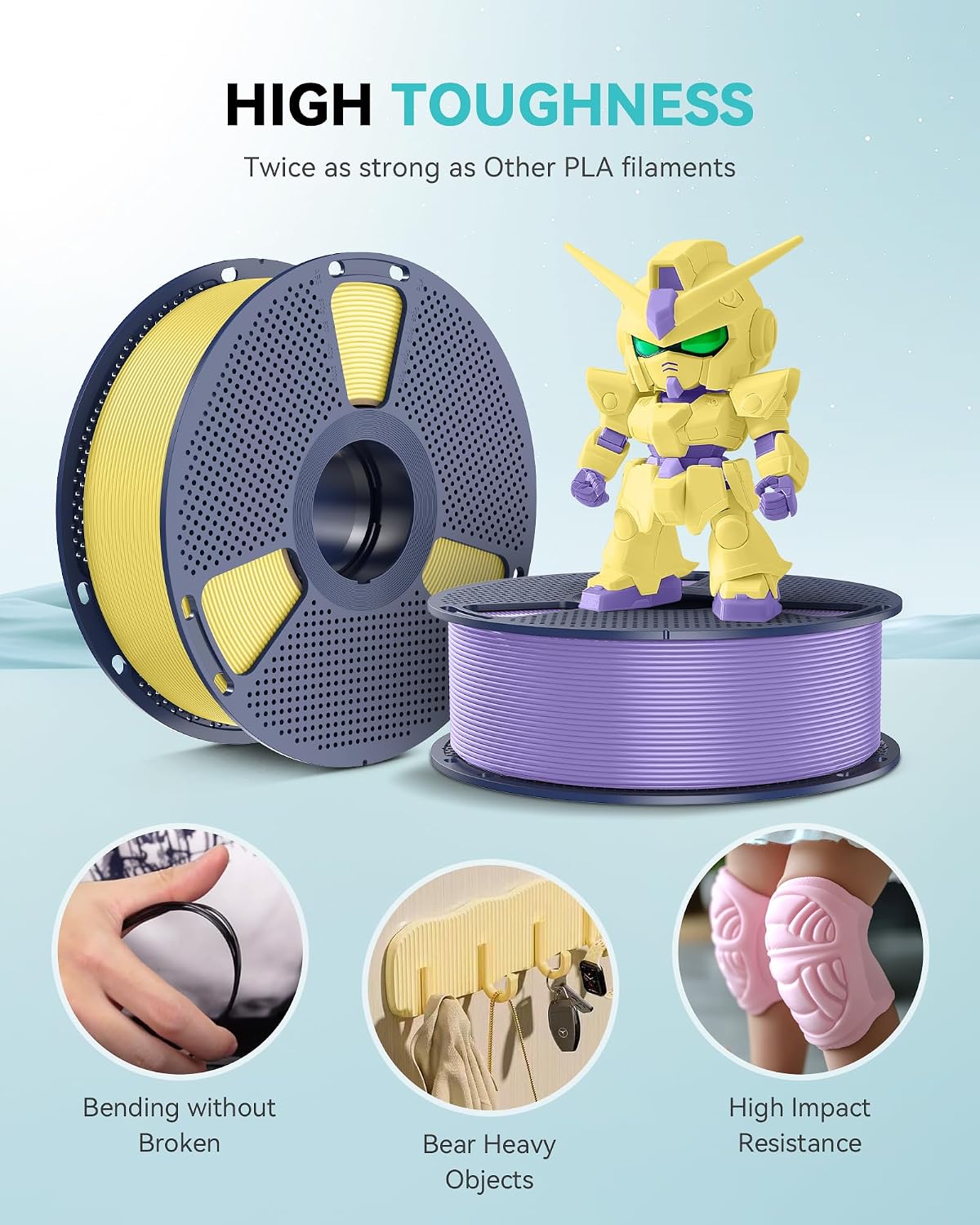 SUNLU 250G PLA Meta Filament Bundle, Fast Printing Meta PLA 3D Printer Filament 1.75mm, 250G, Total 8 Rolls Black+White+Grey+Sky Blue+Mint Green+Cherry Red+Sakura Pink+Lemon Yellow